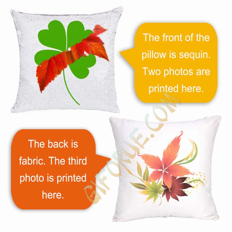 Custom Made Three Photos Sequin Magic Cushion Cover - Click Image to Close